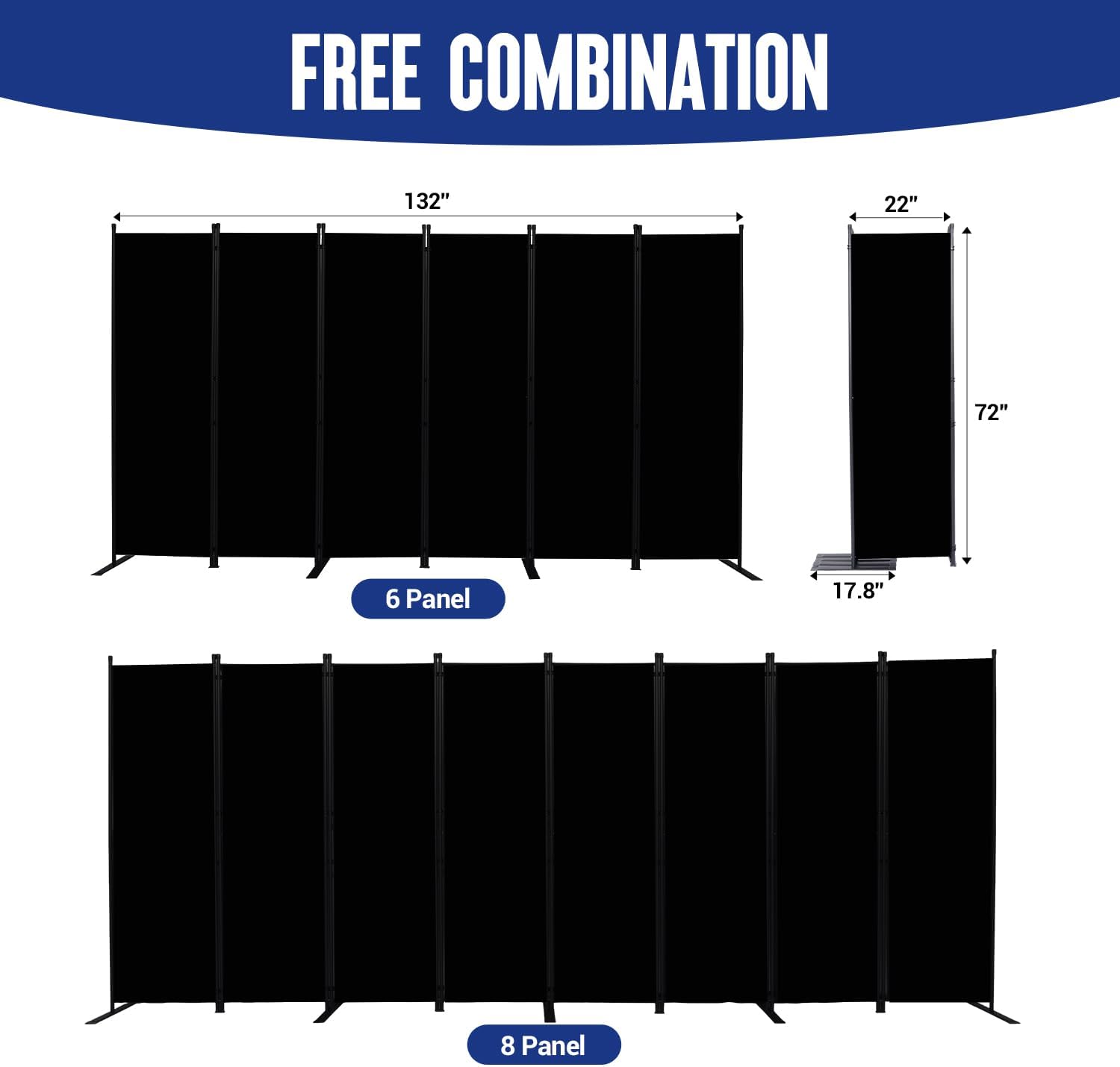 Six Panel Foldable Fabric Room Divider