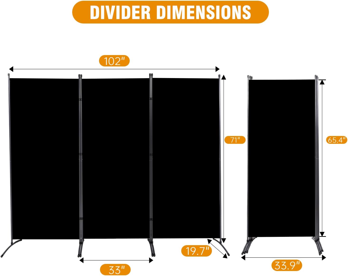 Three Panel Freestanding Foldable Room Divider