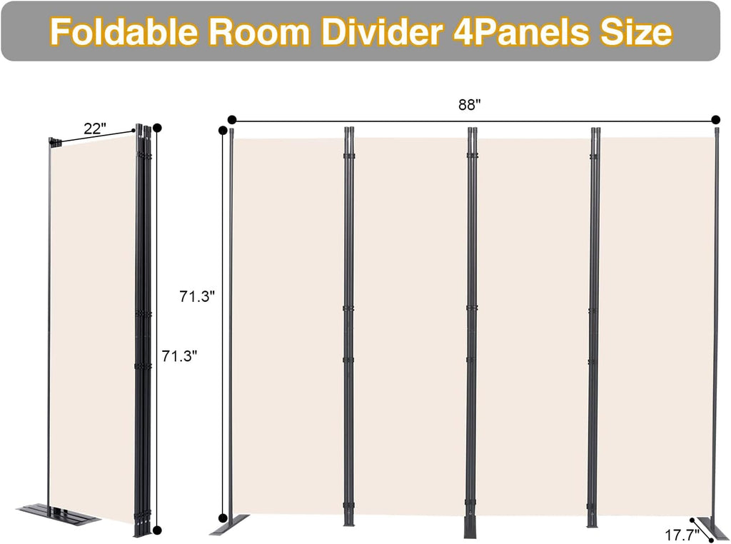 Four Panel Stable Foldable Room Divider