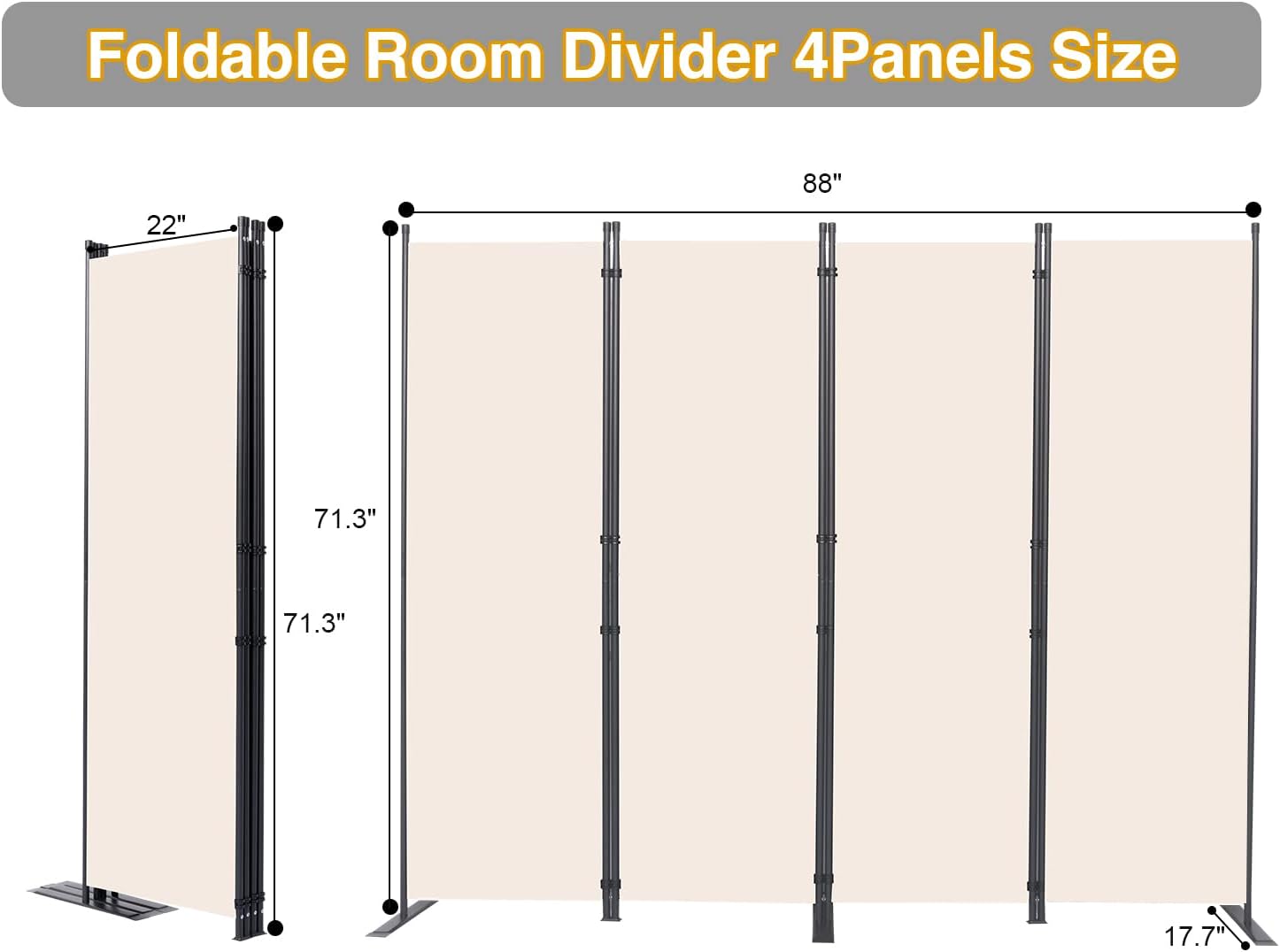 Four Panel Stable Foldable Room Divider