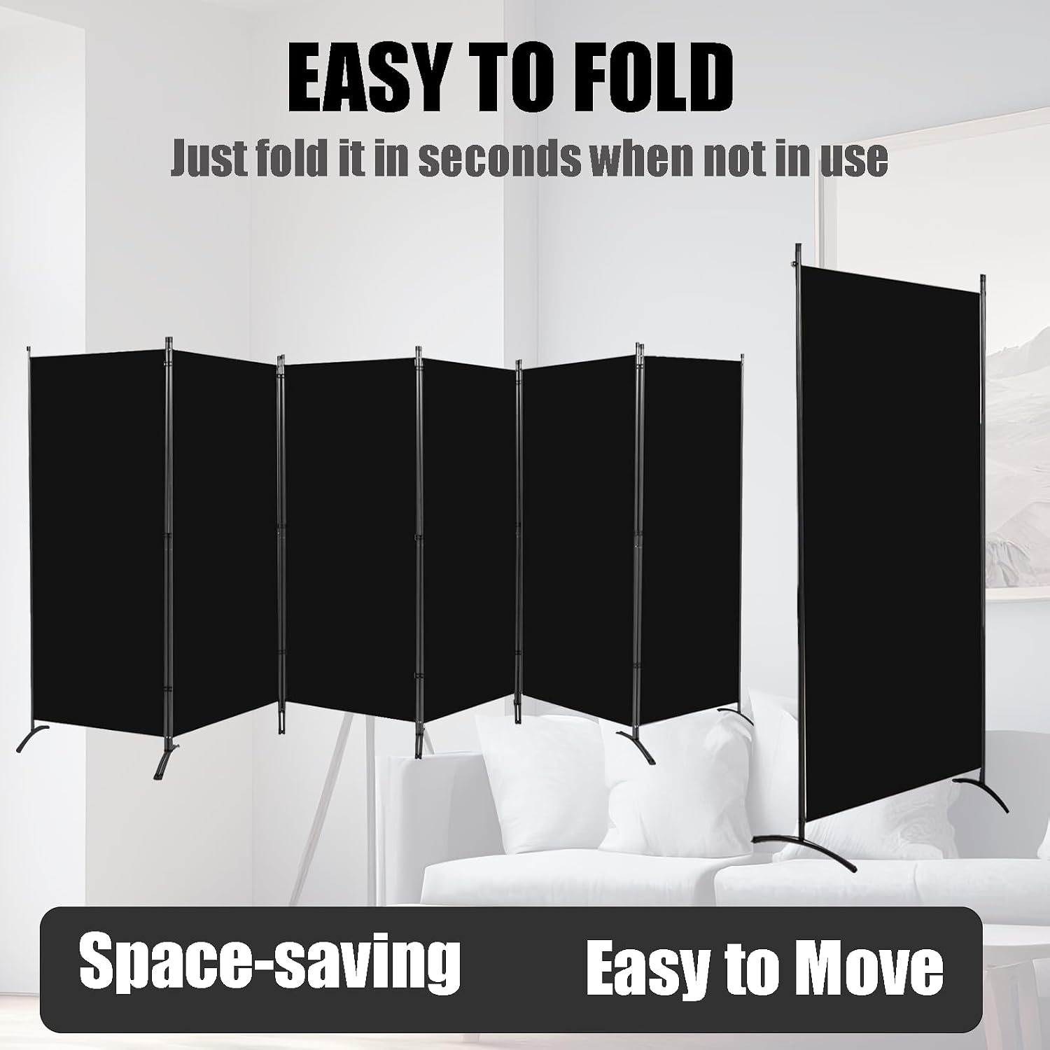 Six Panel Foldable Fabric Room Divider