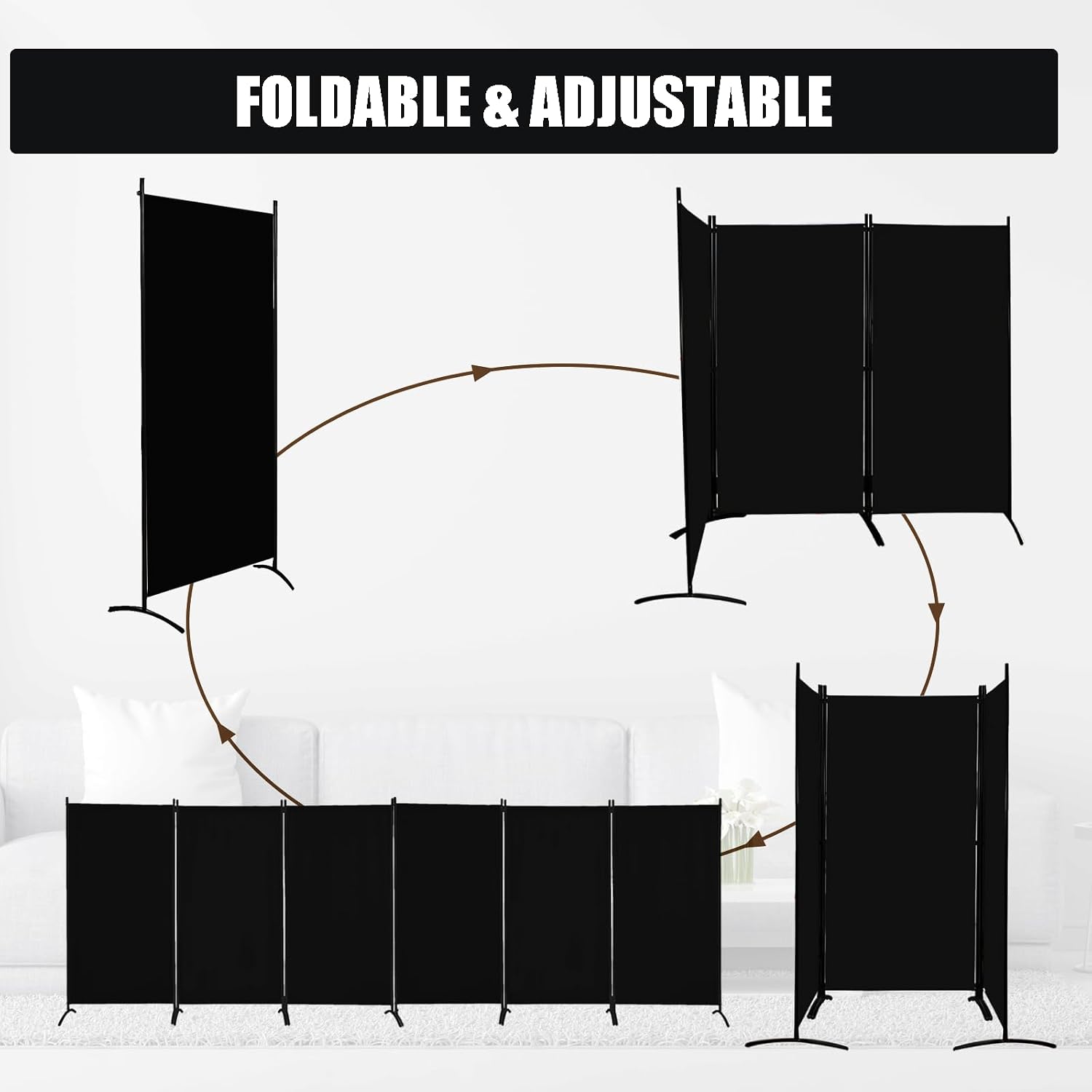 Six Panel Foldable Fabric Room Divider