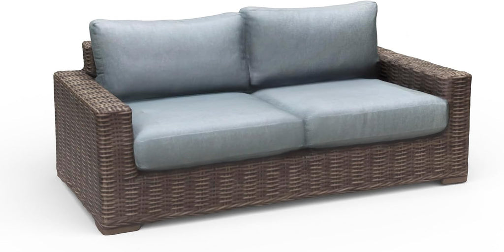 Steel Frame Wicker Cushioned Outdoor Loveseat