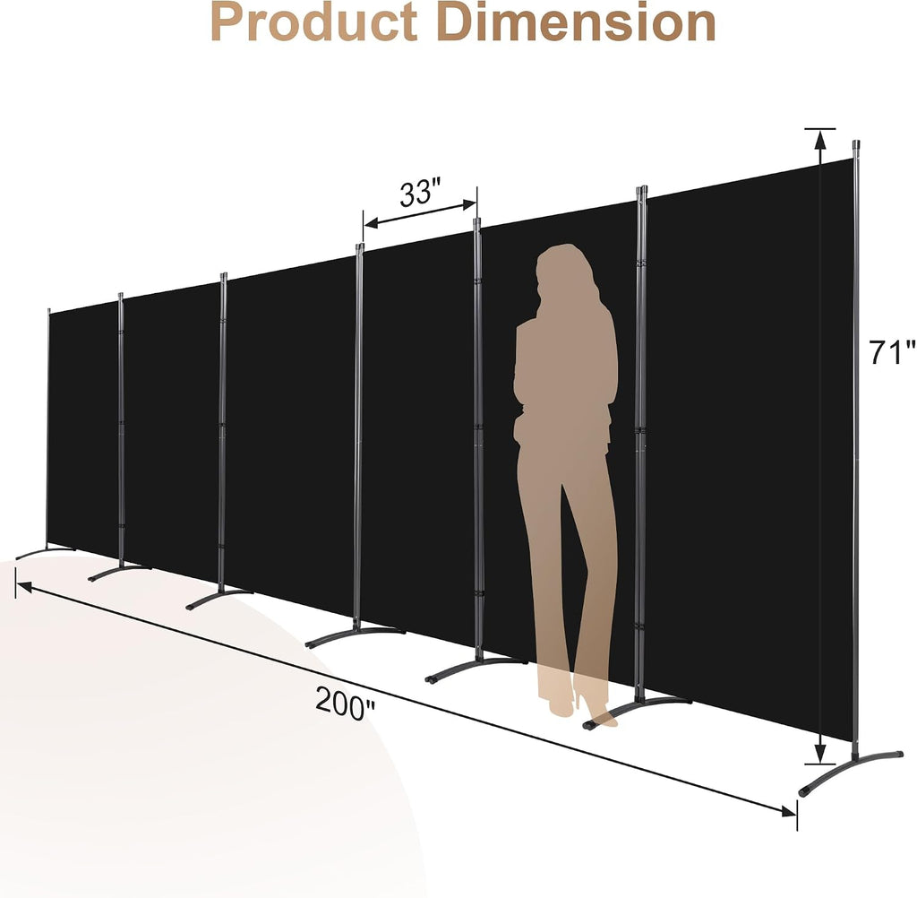 Six Panel Foldable Fabric Room Divider
