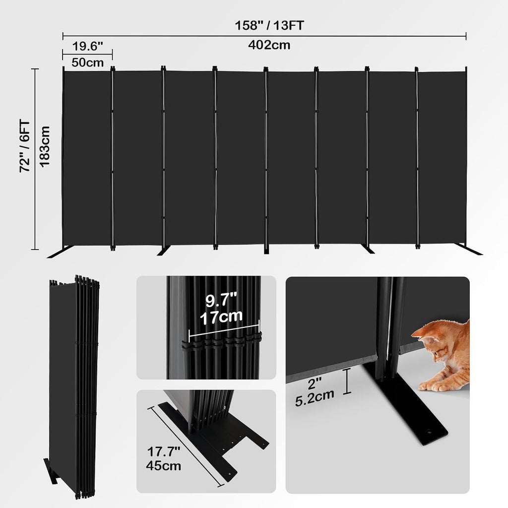 Eight Panel Foldable Privacy Room Divider