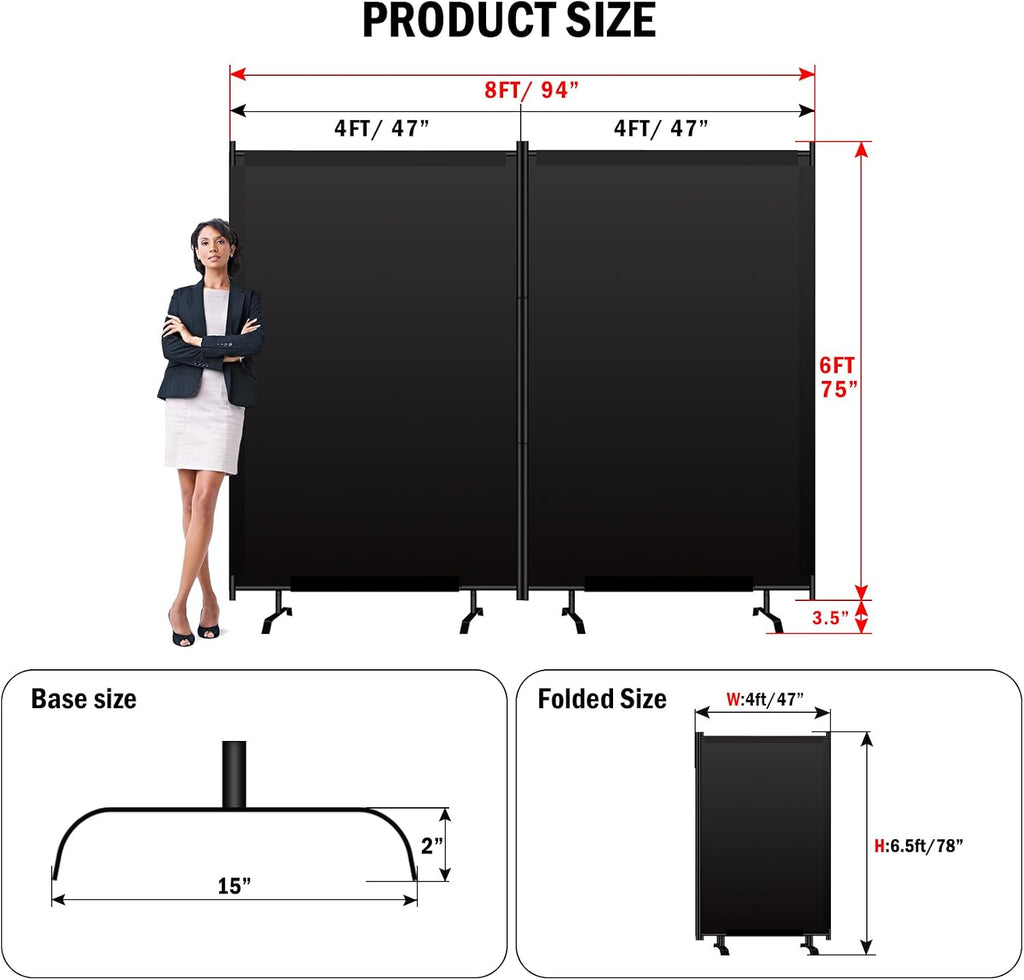 Two Panel Freestanding Foldable Room Divider
