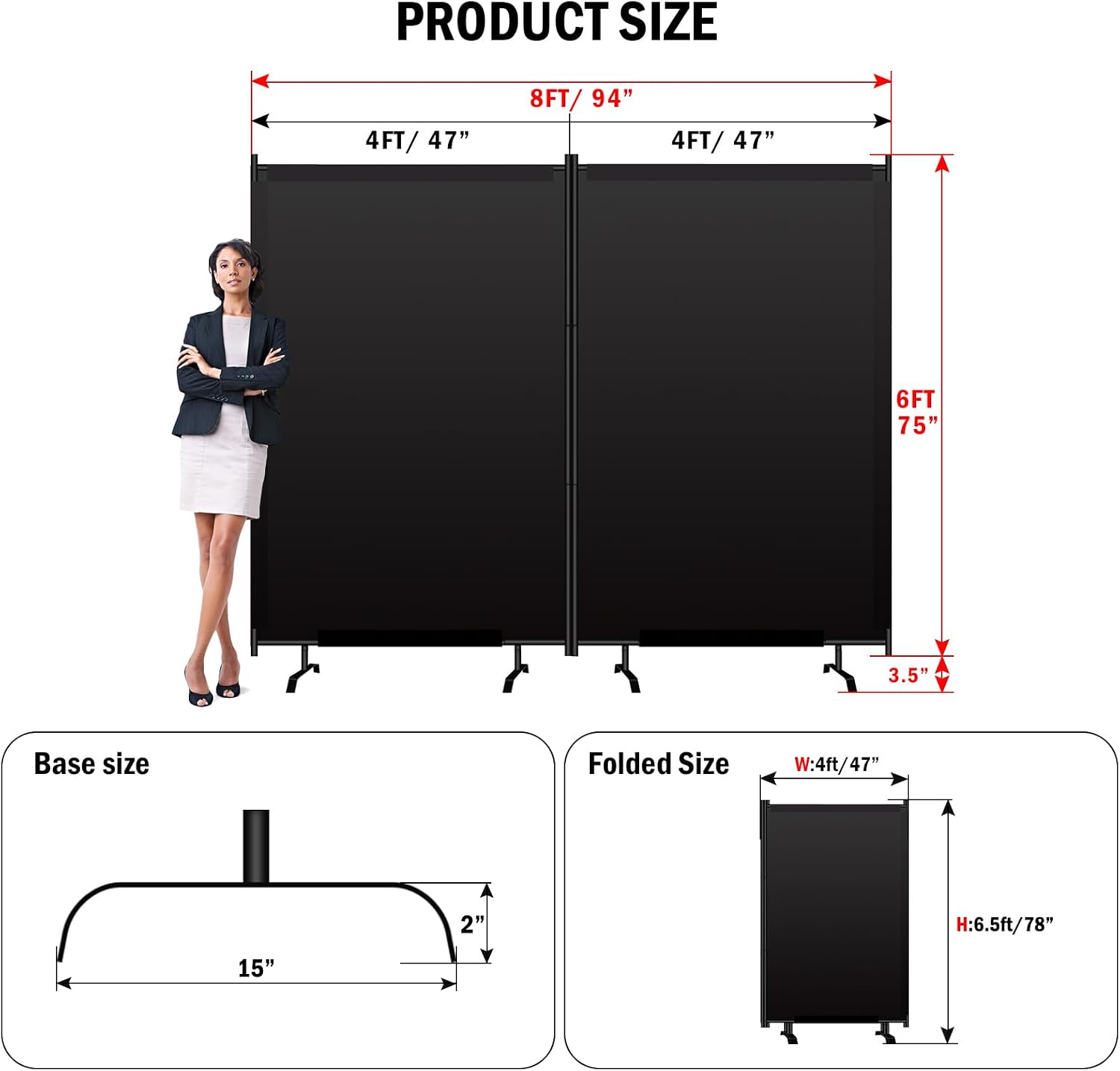 Two Panel Freestanding Foldable Room Divider