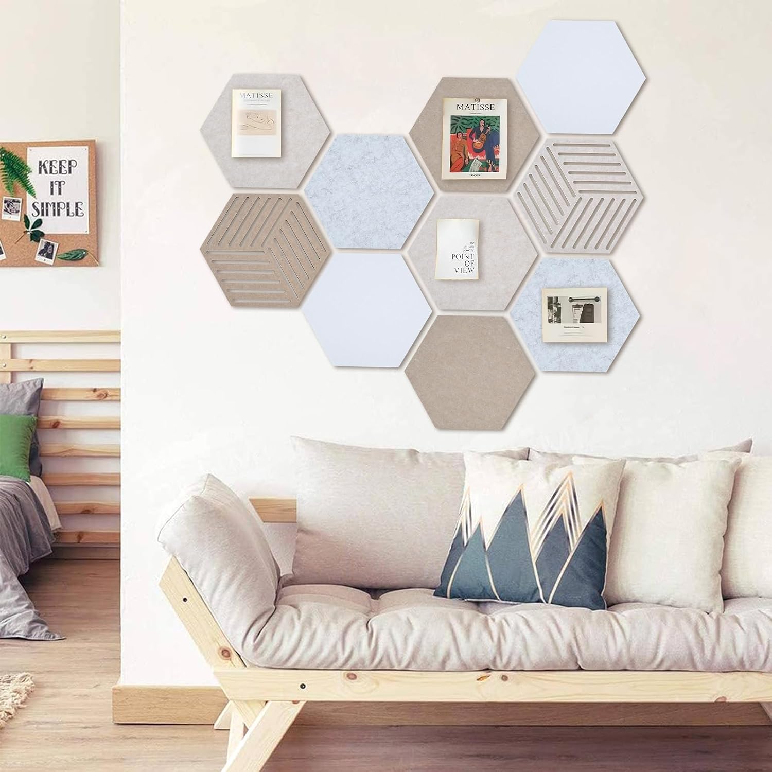 Hexagon Felt Acoustic Bulletin Wall Tiles
