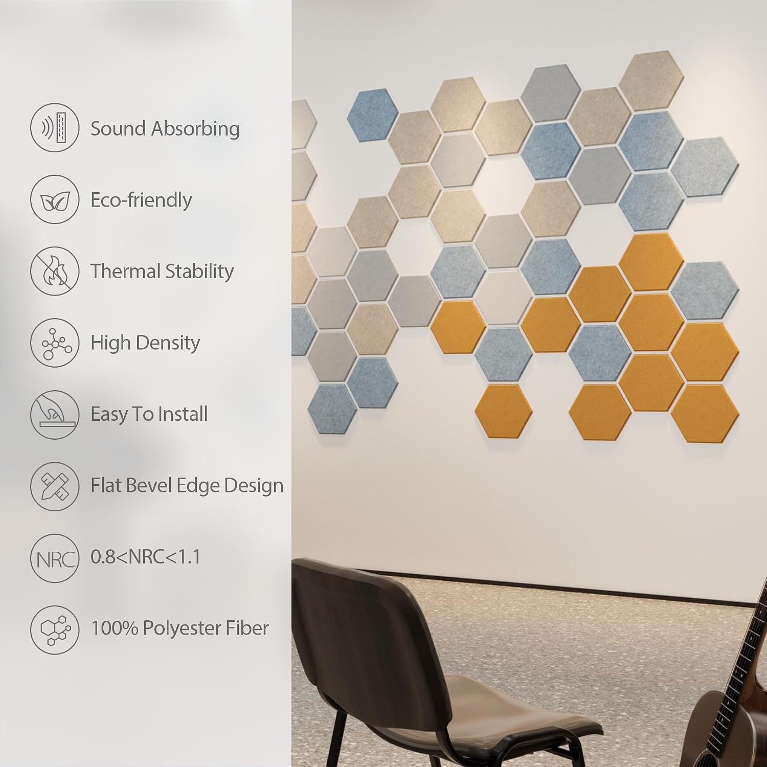 Hexagon Self Adhesive High Density Acoustic Panels