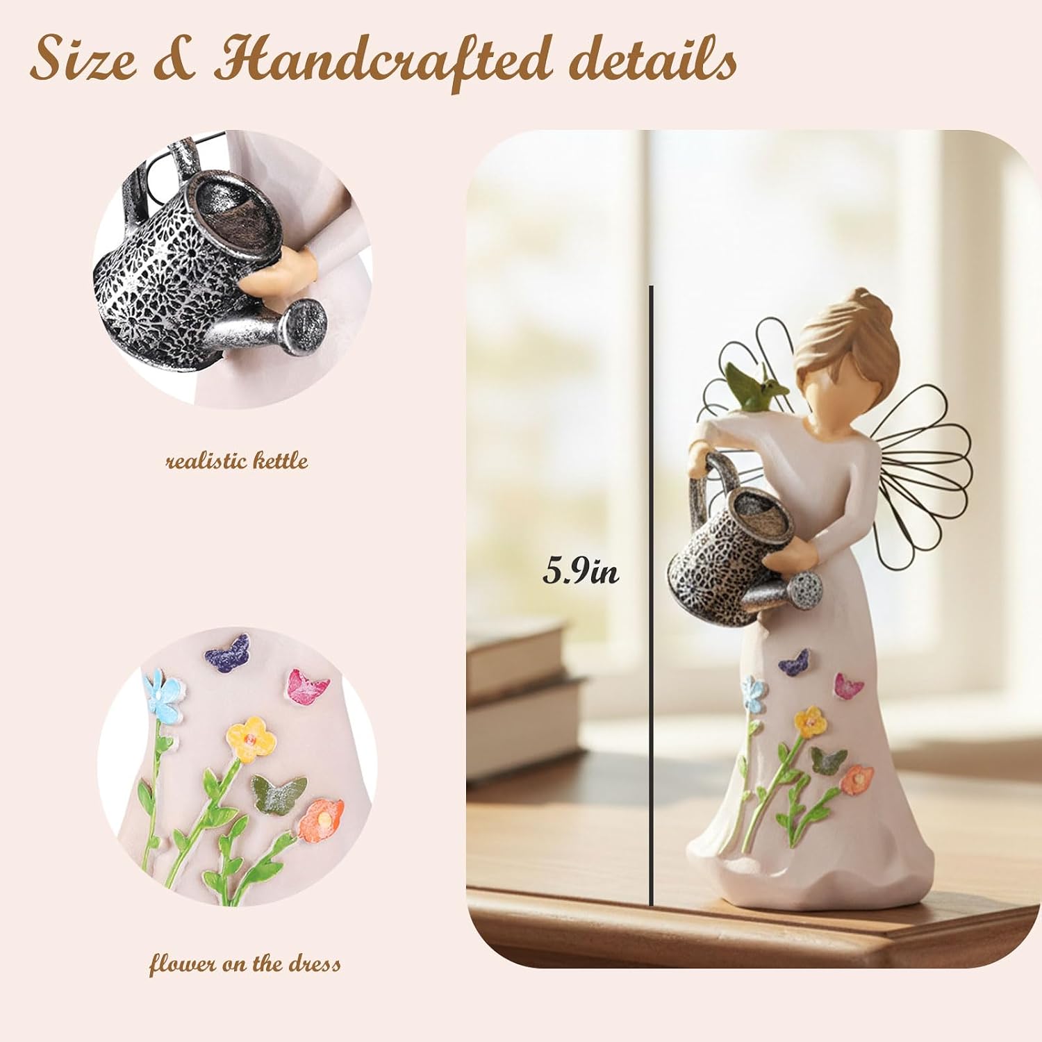 Watering Angel Resin Garden Figurine