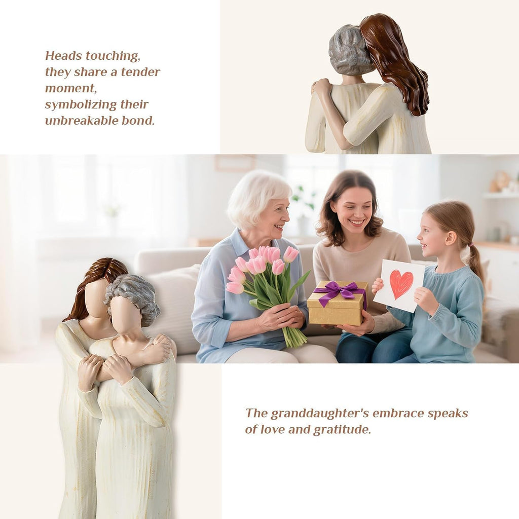 Resin Grandma Granddaughter Decor Figurine