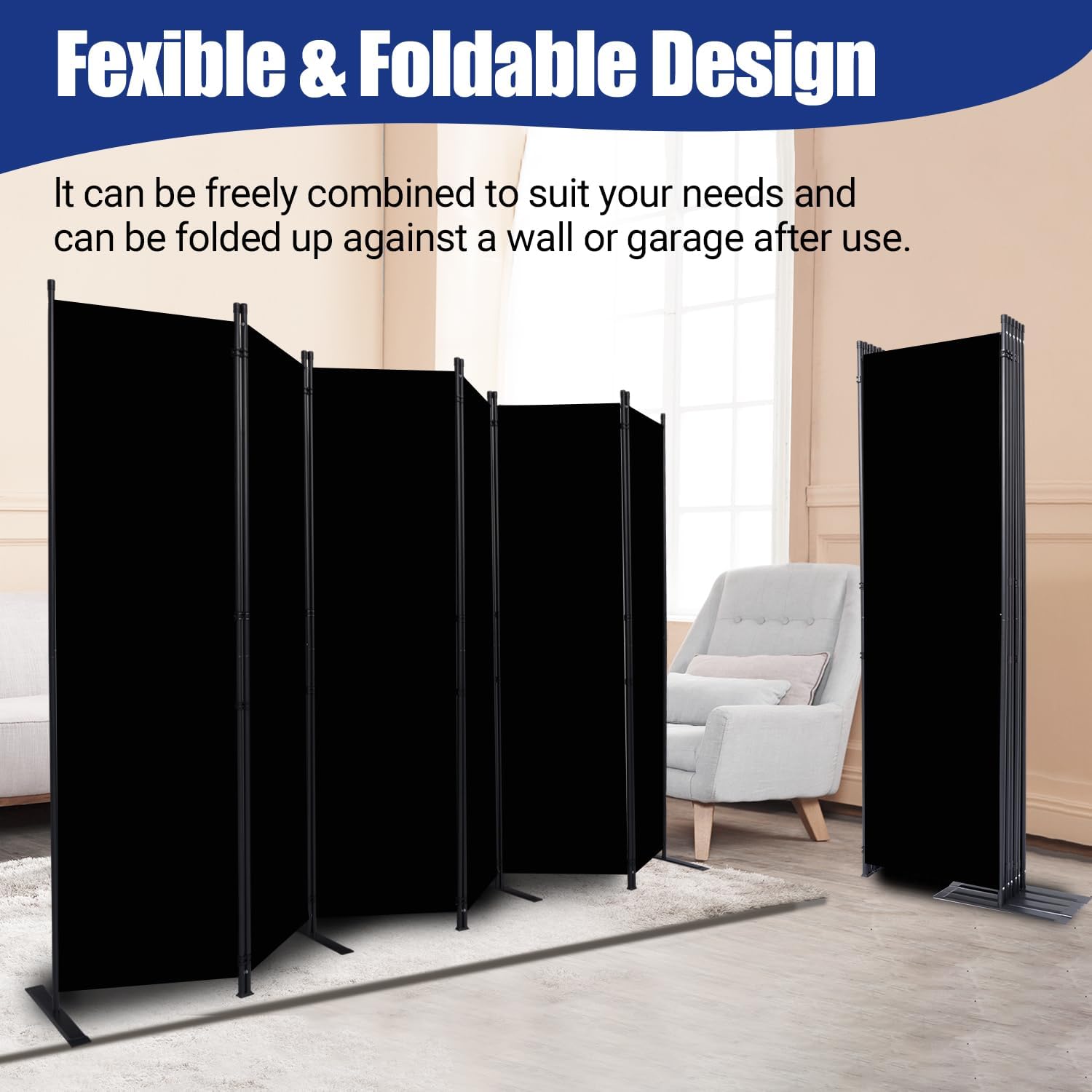 Six Panel Foldable Fabric Room Divider