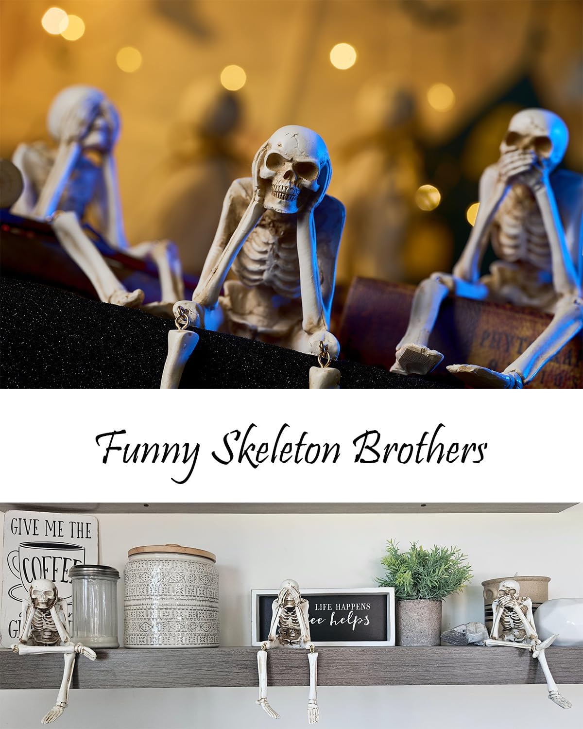 Three Wise Skeleton Resin Figurines