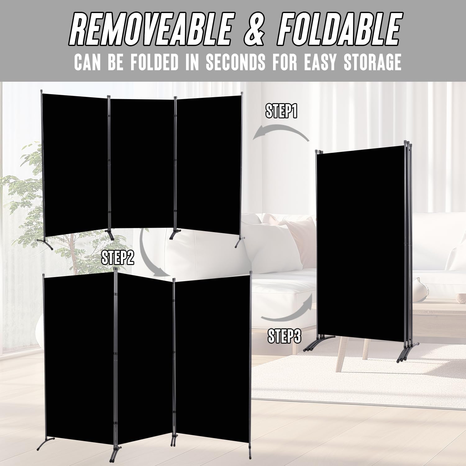 Three Panel Portable Foldable Room Divider