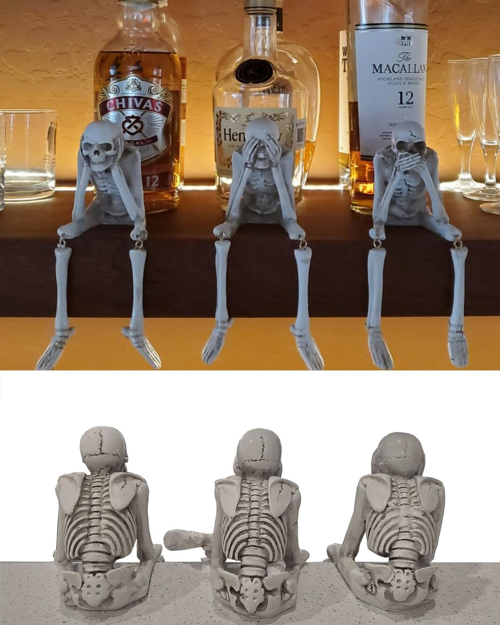 Three Wise Skeleton Resin Figurines