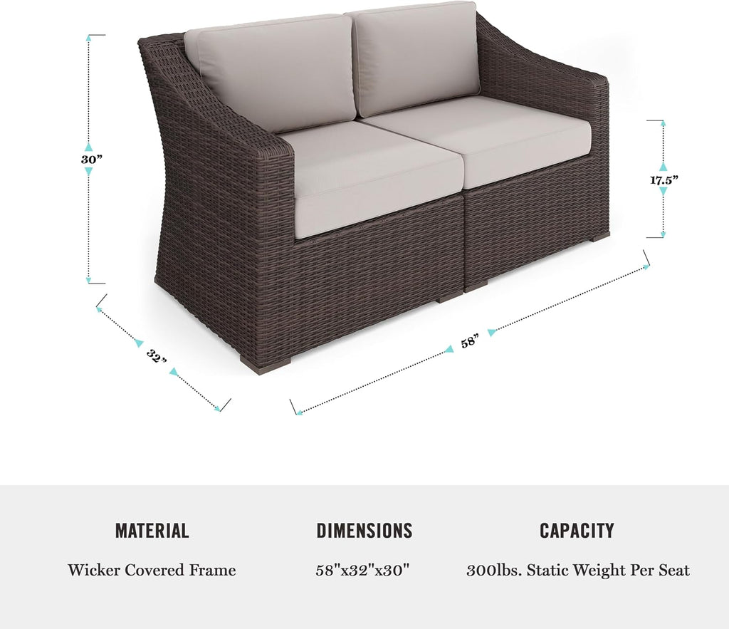 Rattan Modular Outdoor Loveseat Sofa