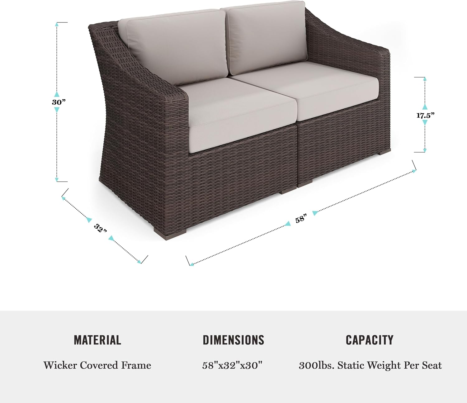 Rattan Modular Outdoor Loveseat Sofa