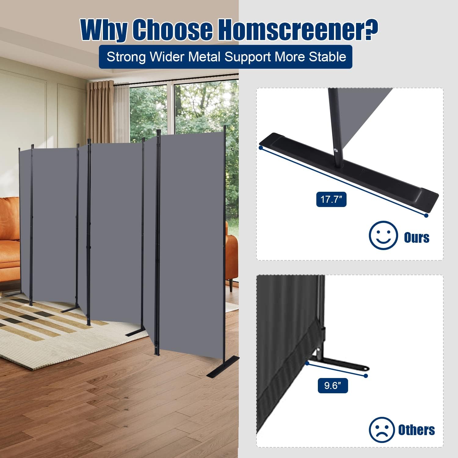 Six Panel Portable Fabric Room Divider
