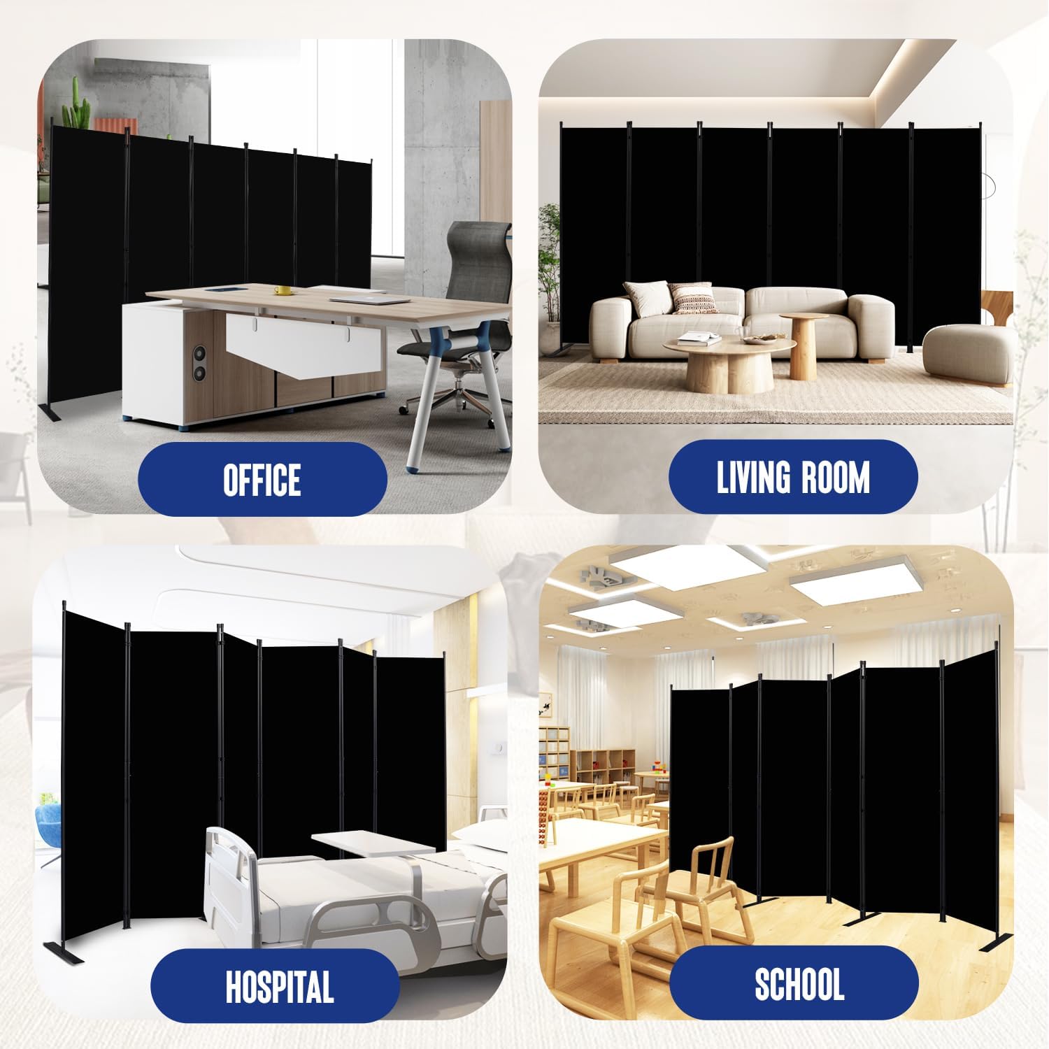 Six Panel Foldable Fabric Room Divider