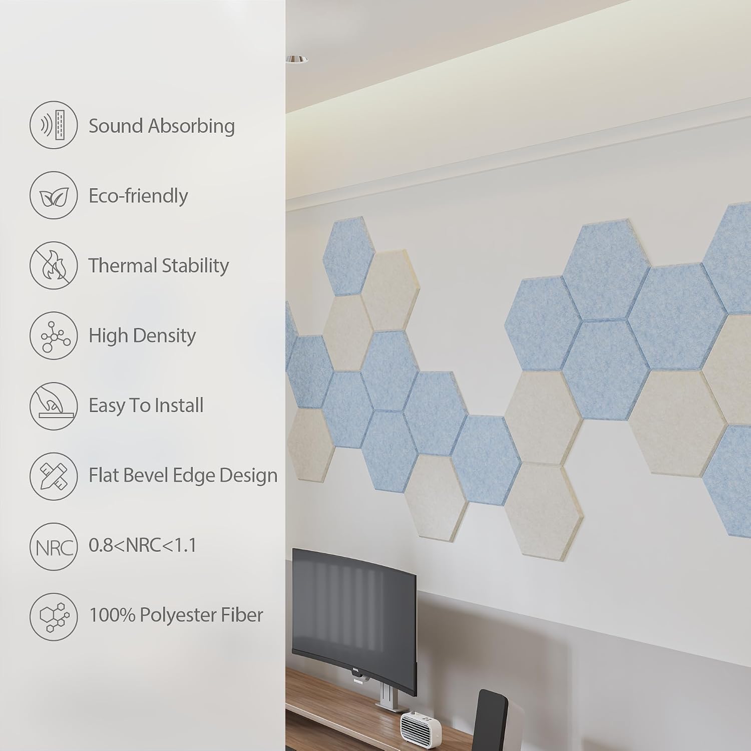 Hexagon Self Adhesive Acoustic Foam Panels