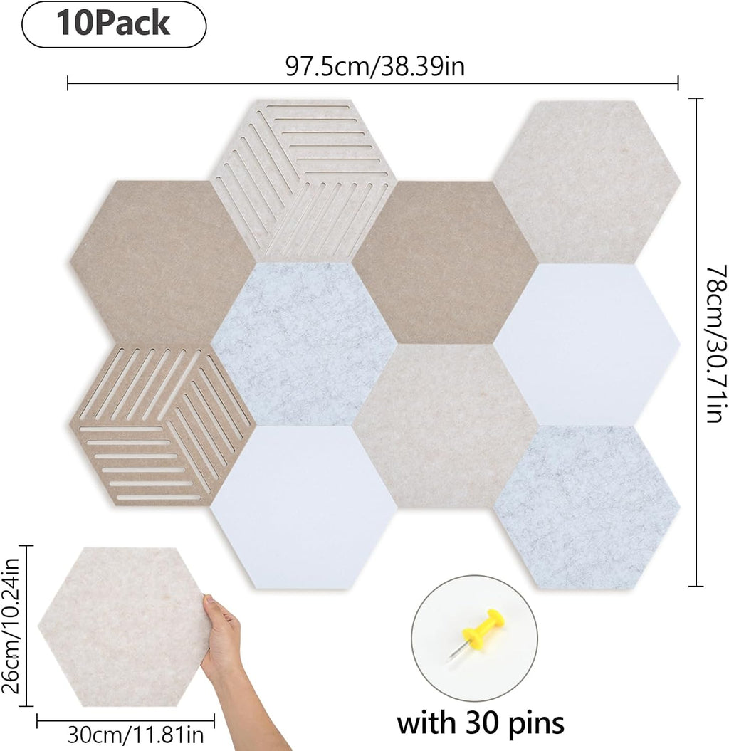 Hexagon Felt Acoustic Bulletin Wall Tiles