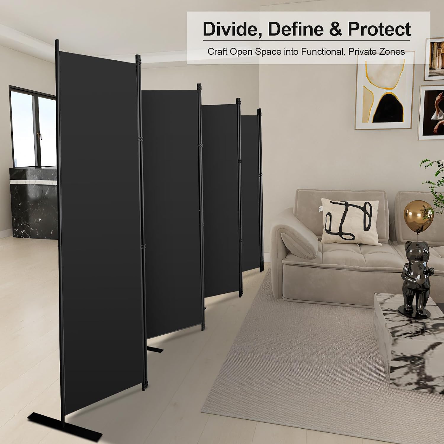 Eight Panel Foldable Privacy Room Divider
