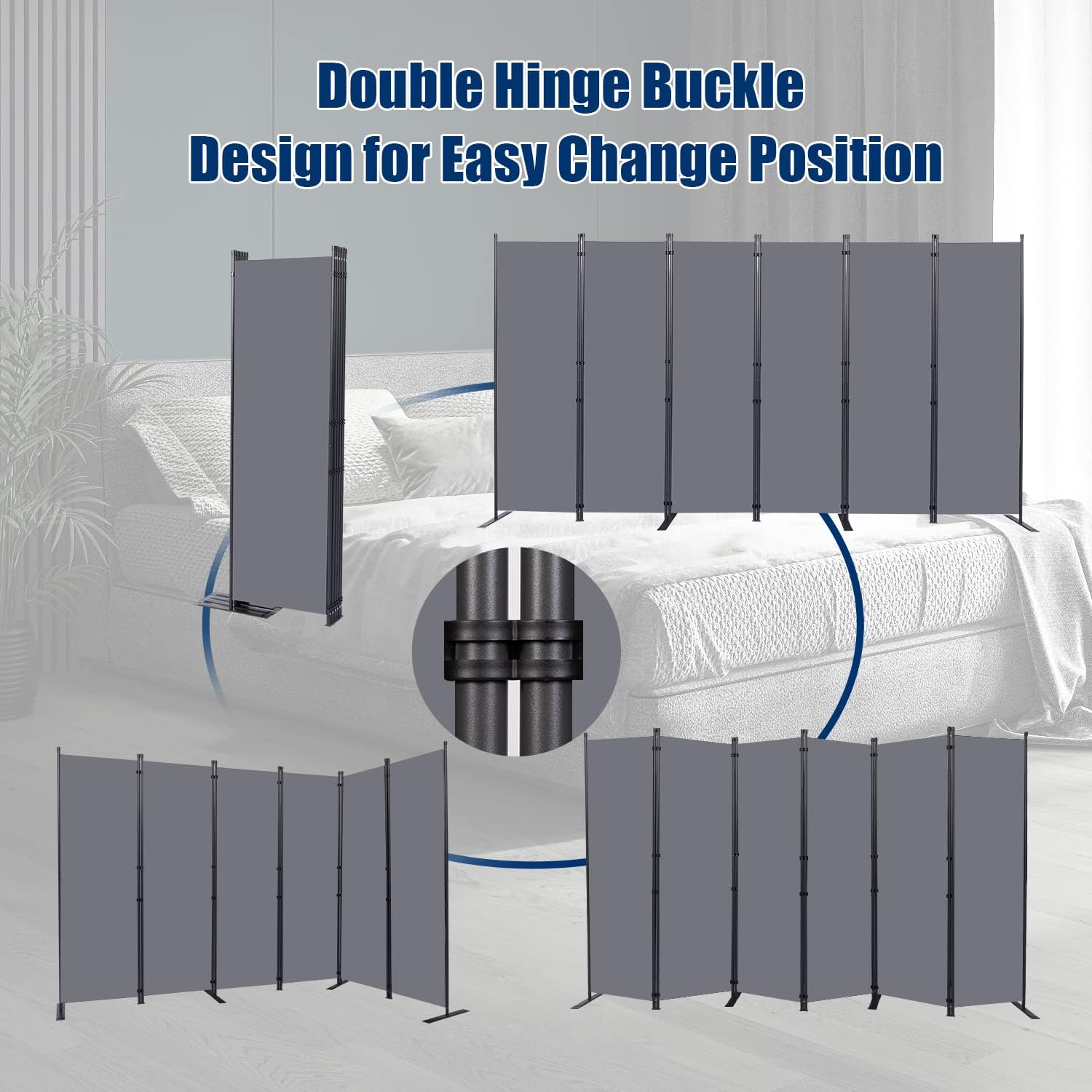 Six Panel Portable Fabric Room Divider