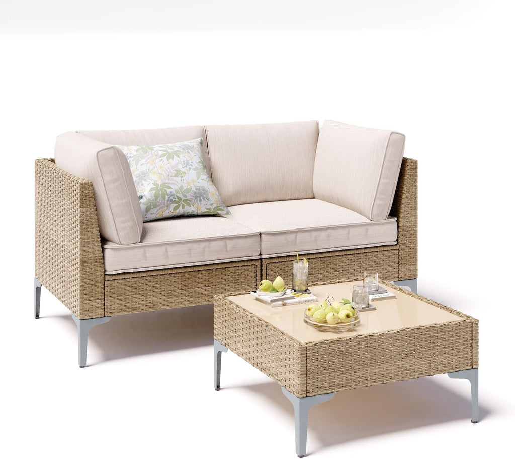 Three Wicker Outdoor Patio Furniture Set