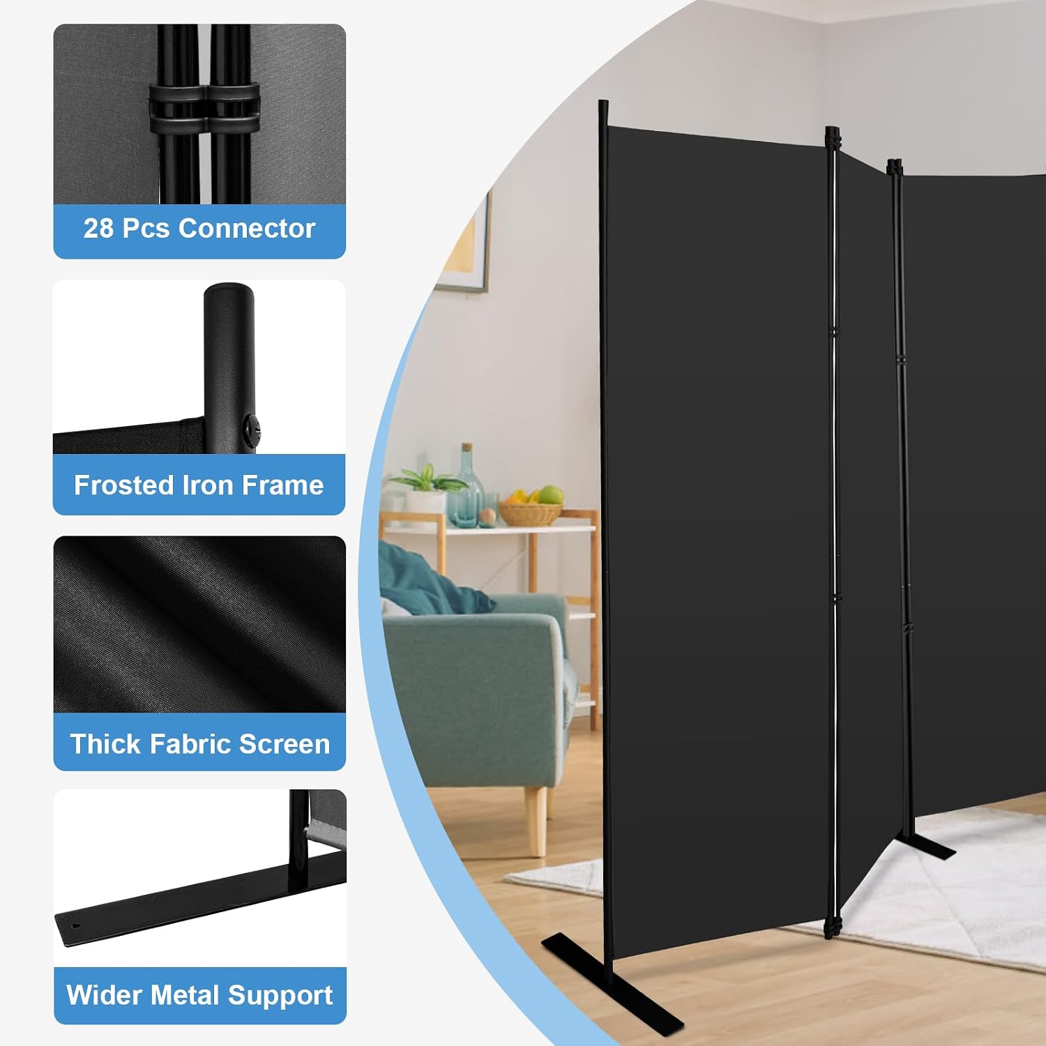 Eight Panel Foldable Privacy Room Divider