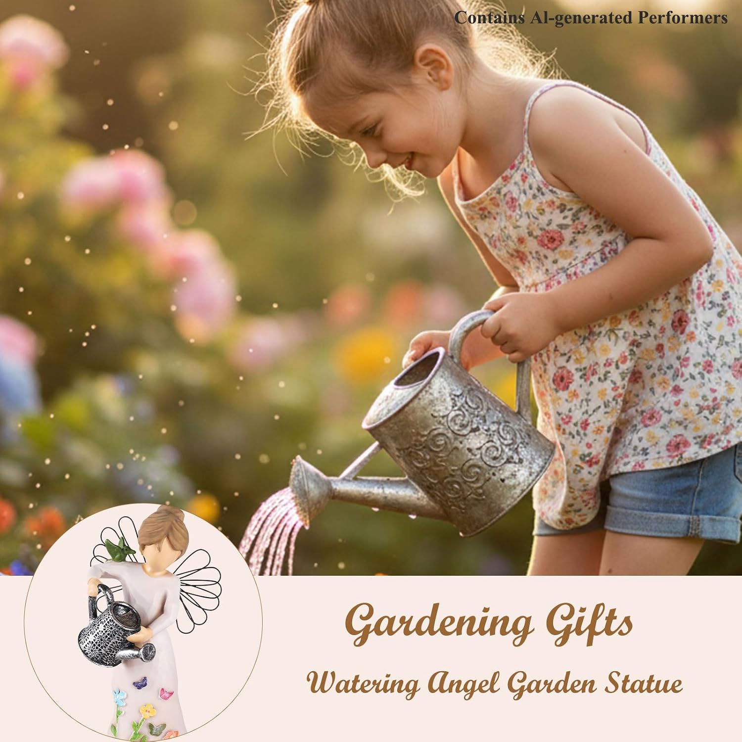 Watering Angel Resin Garden Figurine