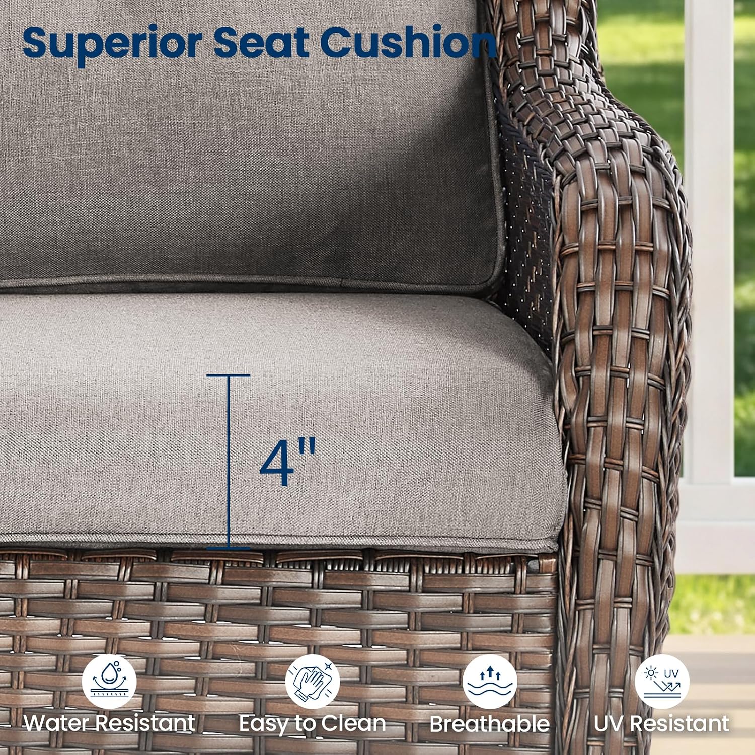 Thick Cushioned Wicker Outdoor Loveseat