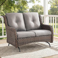 Thick Cushioned Wicker Outdoor Loveseat