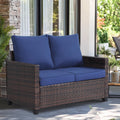 Washable Cushion Rattan Outdoor Loveseat
