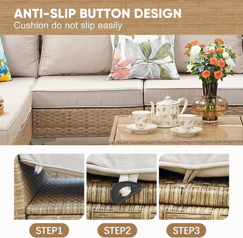 Three Wicker Outdoor Patio Furniture Set