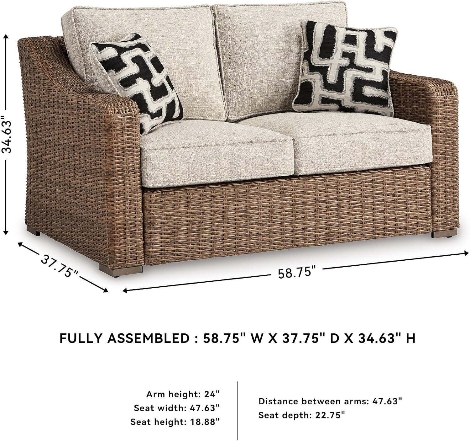 Resin Wicker Outdoor Cushioned Loveseat
