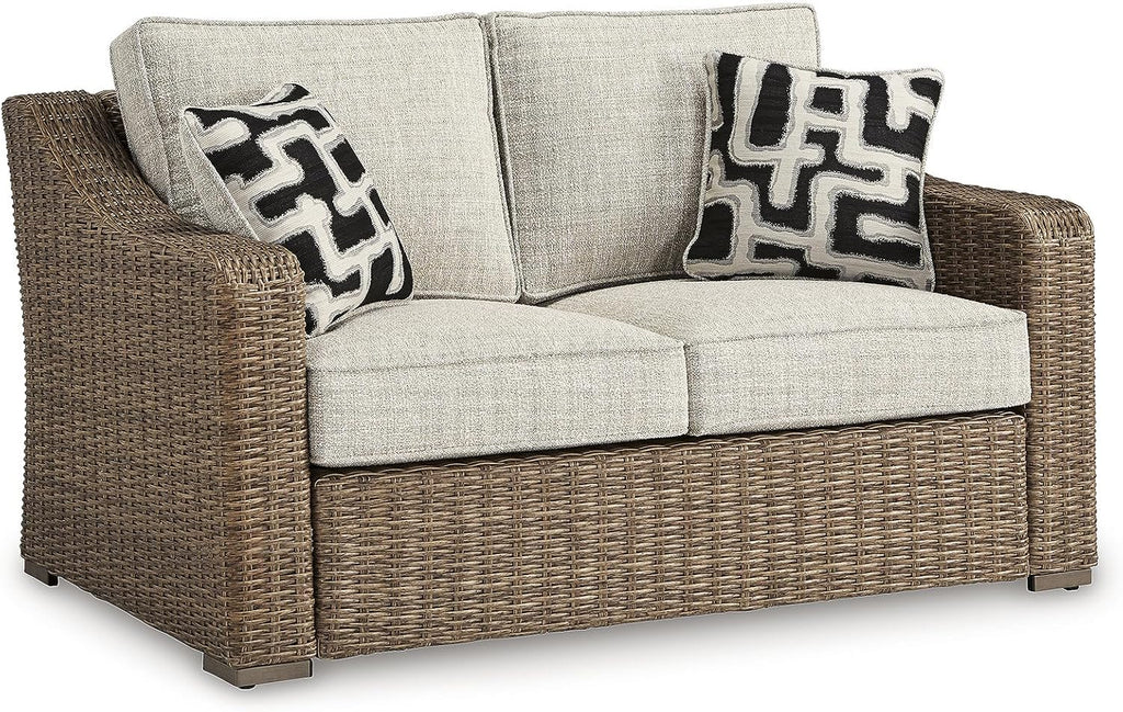 Resin Wicker Outdoor Cushioned Loveseat