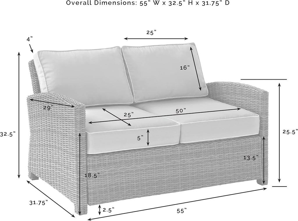 Wicker Two-Seat Outdoor Patio Loveseat