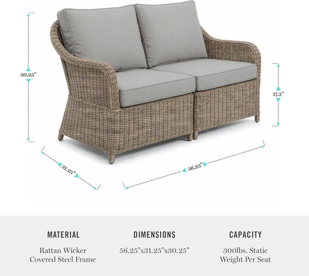 Modular Rattan Outdoor Cushioned Loveseat
