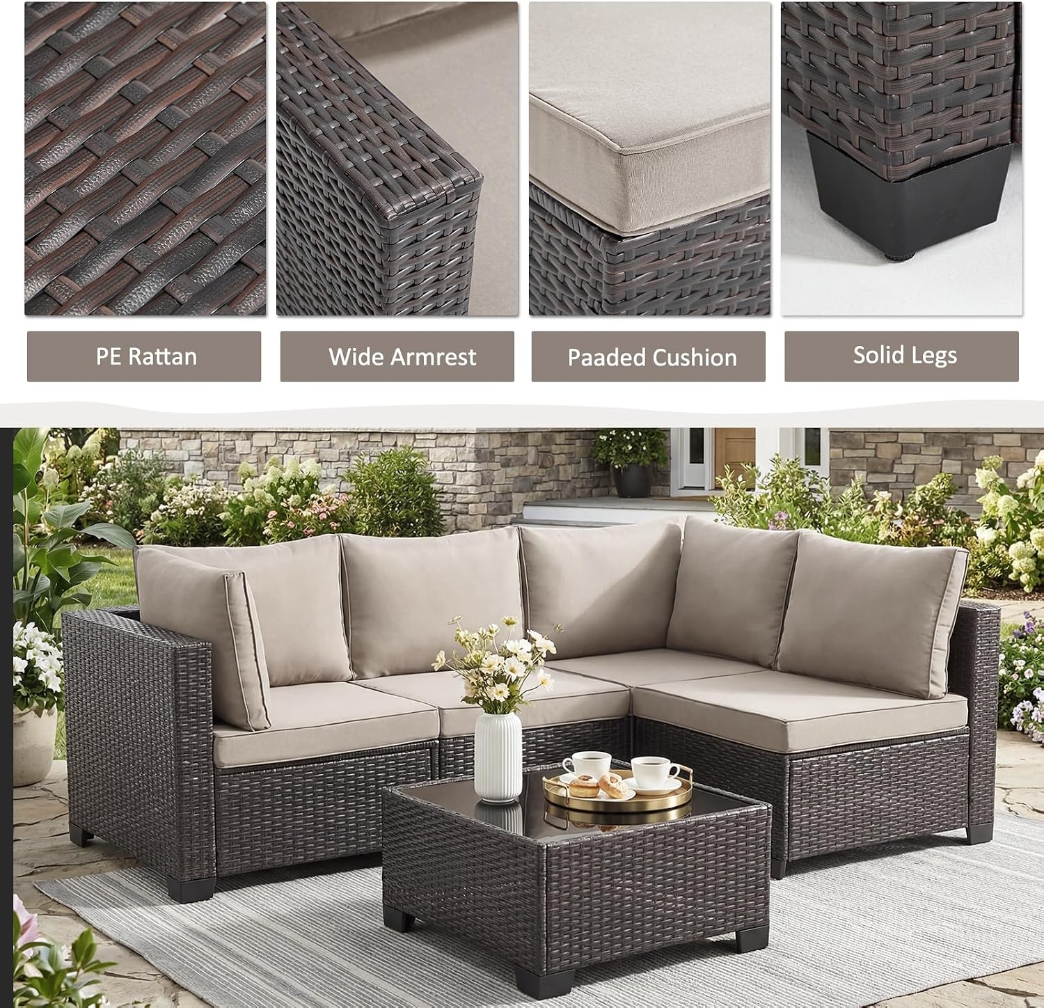Three Piece Rattan Outdoor Patio Set