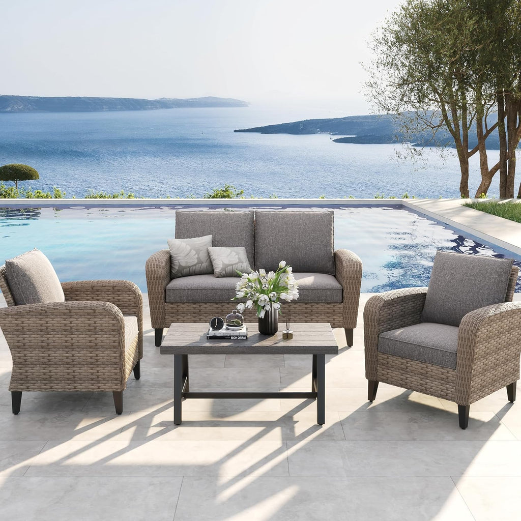 Wicker Outdoor Loveseat Sofa Cushioned