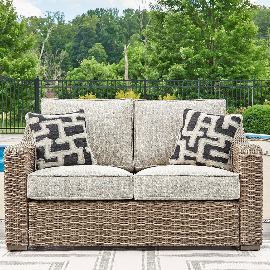 Resin Wicker Outdoor Cushioned Loveseat