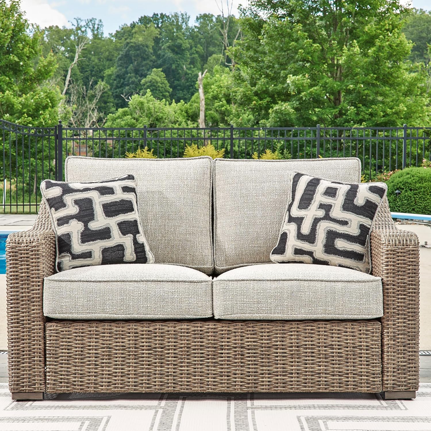 Resin Wicker Outdoor Cushioned Loveseat
