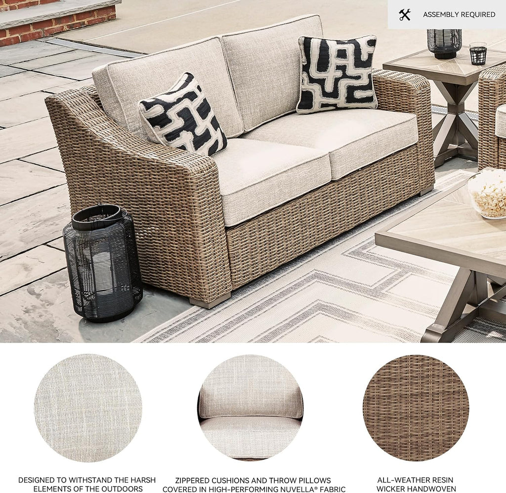 Resin Wicker Outdoor Cushioned Loveseat