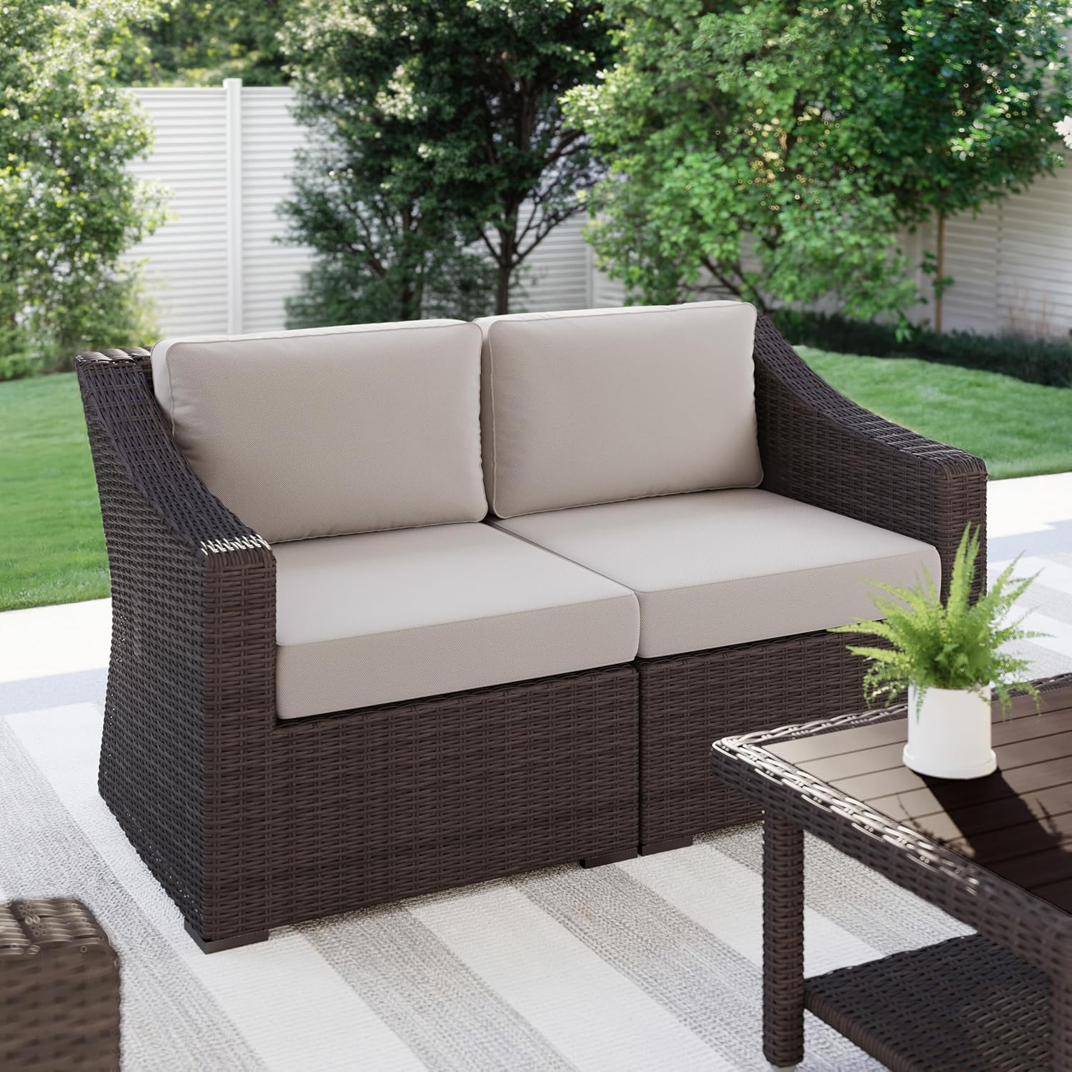 Rattan Modular Outdoor Loveseat Sofa