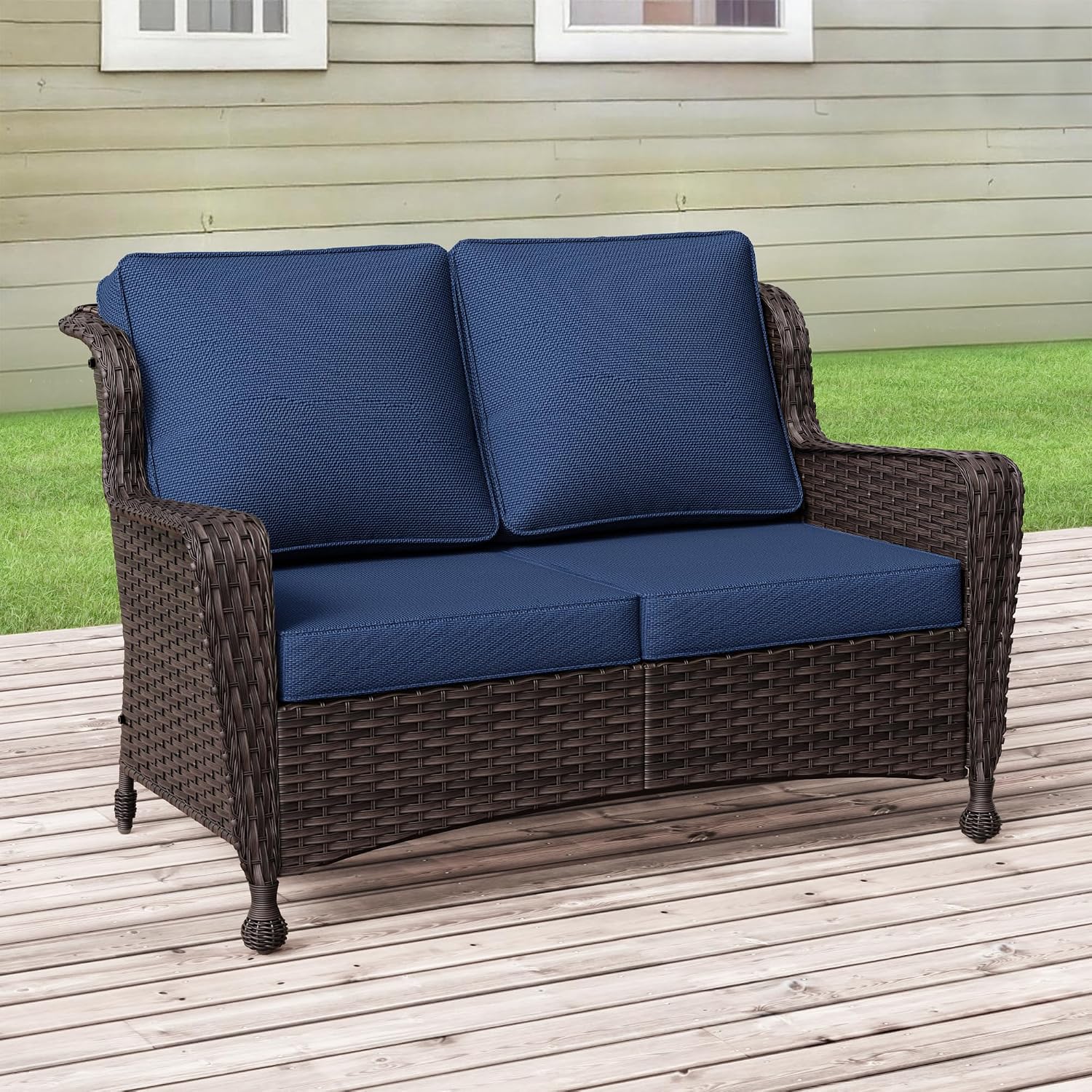 Weatherproof Rattan Two-Seat Patio Sofa
